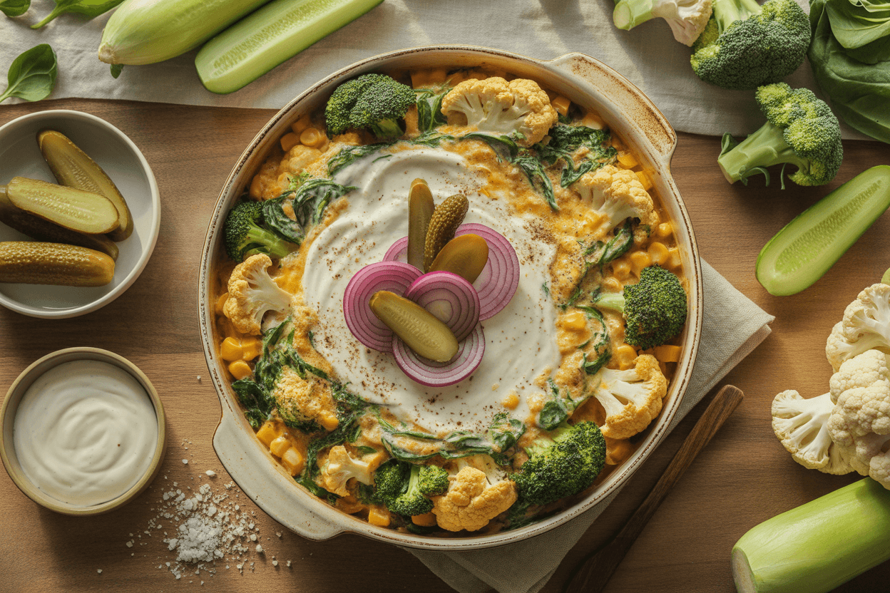 Cremiger Tofu-Gemüse-Auflauf mit Dijonsenf