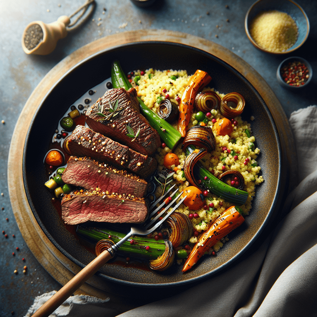 Gewürztes Rinderfilet mit Couscous-Gemüse-Pfanne