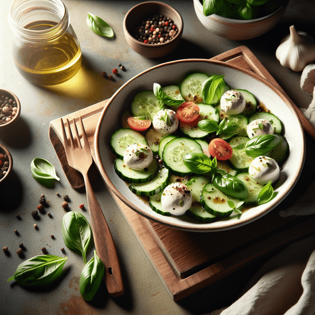 Gurken-Mozzarella-Salat mit Basilikum