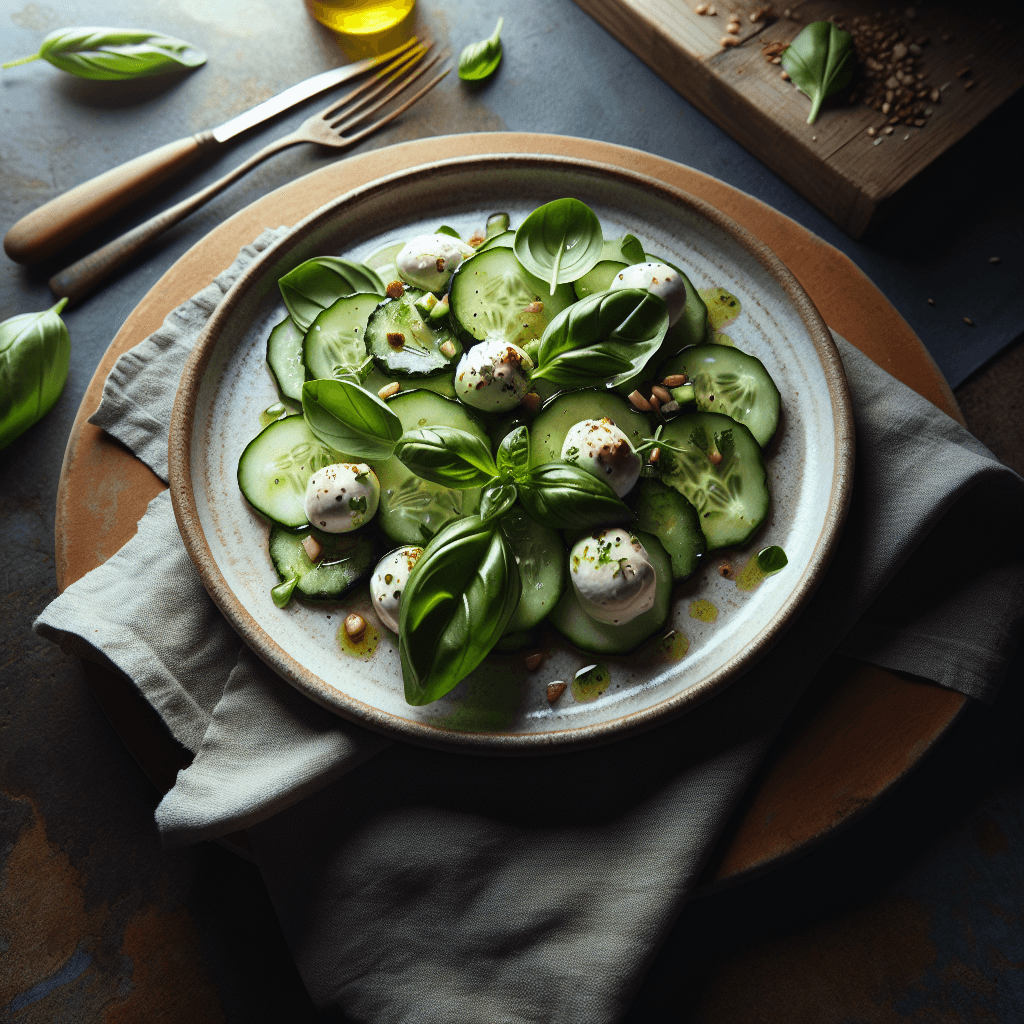 Gurken-Mozzarella-Salat mit Basilikum