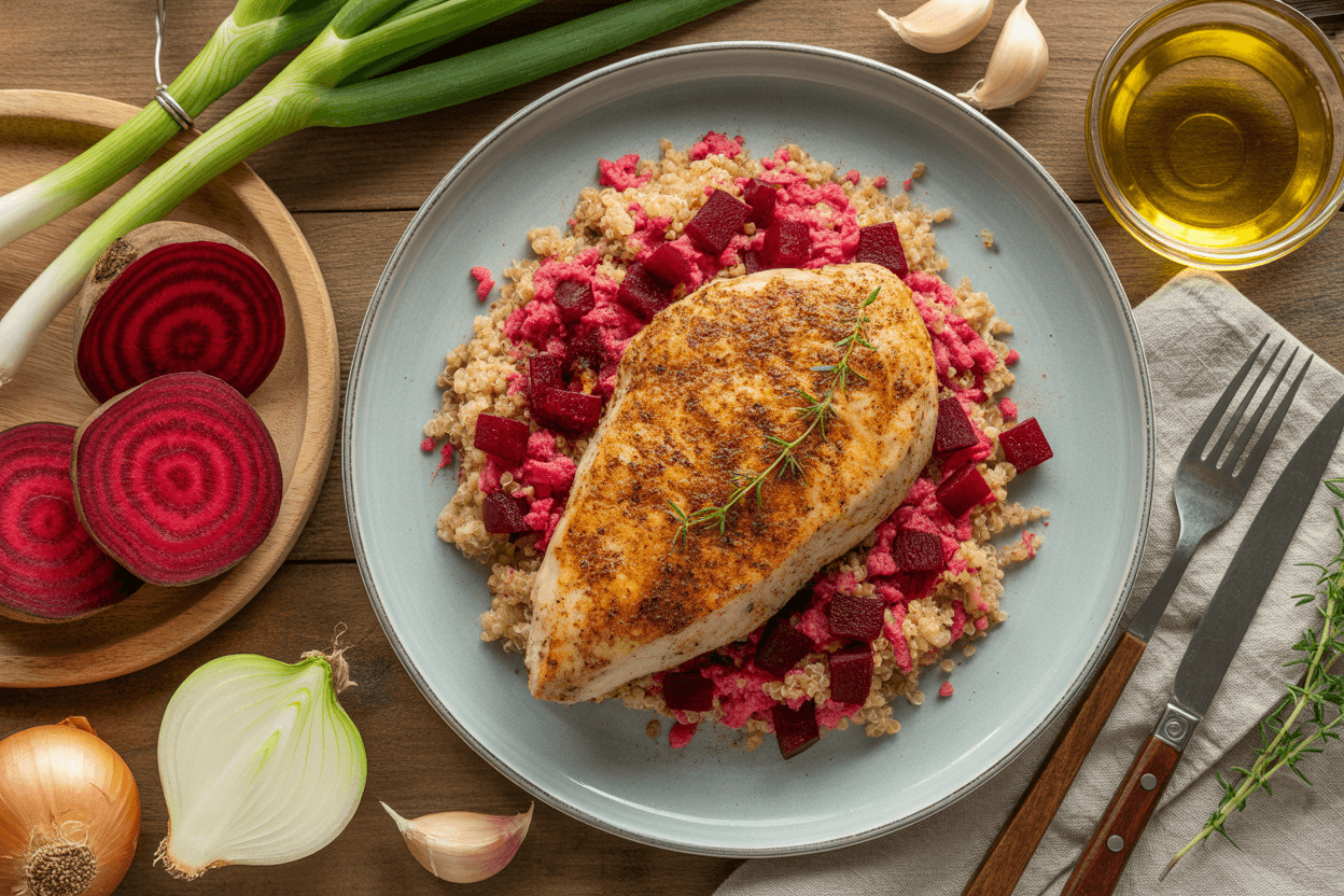 Hähnchenbrust mit Quinoa und Roter Beete