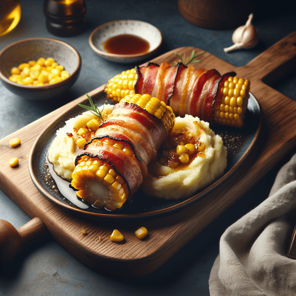 Speck ummantelter Maiskolben mit Kartoffelstampf