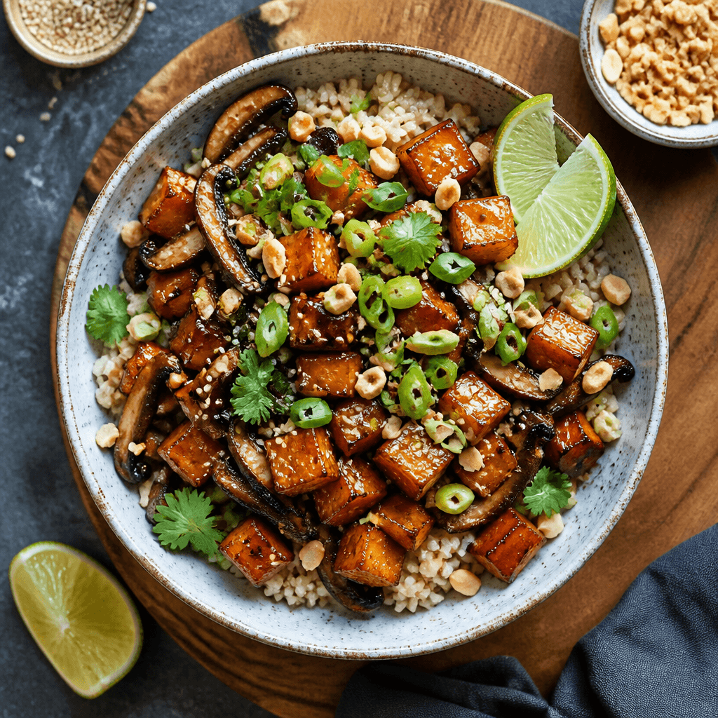 Süßkartoffel-Shiitake-Bowl mit Limette
