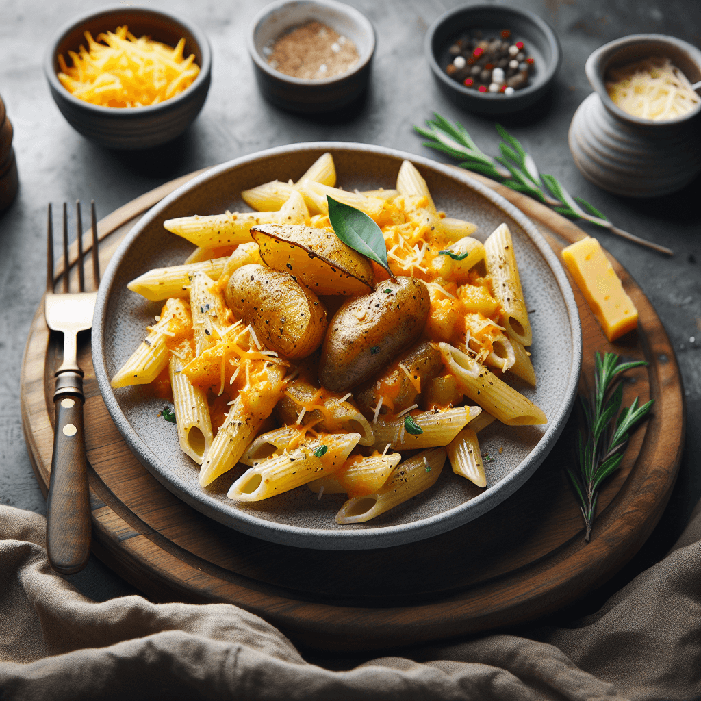 Überbackene Kartoffel-Penne mit Cheddar